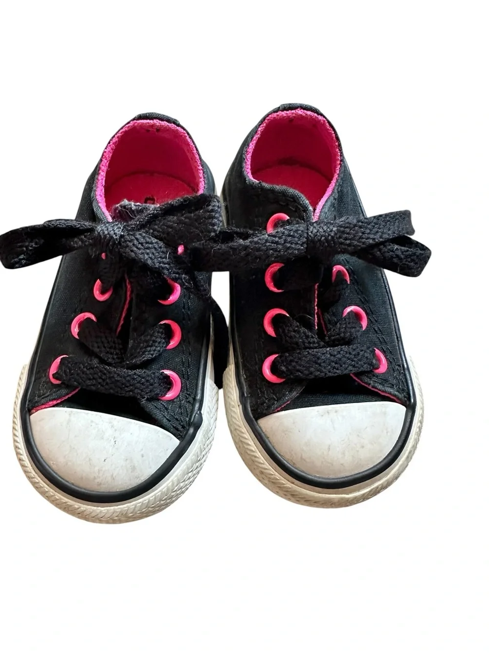 Converse Chuck Taylor All Star Double Tongue sneakers baby size 3 black w/ pink